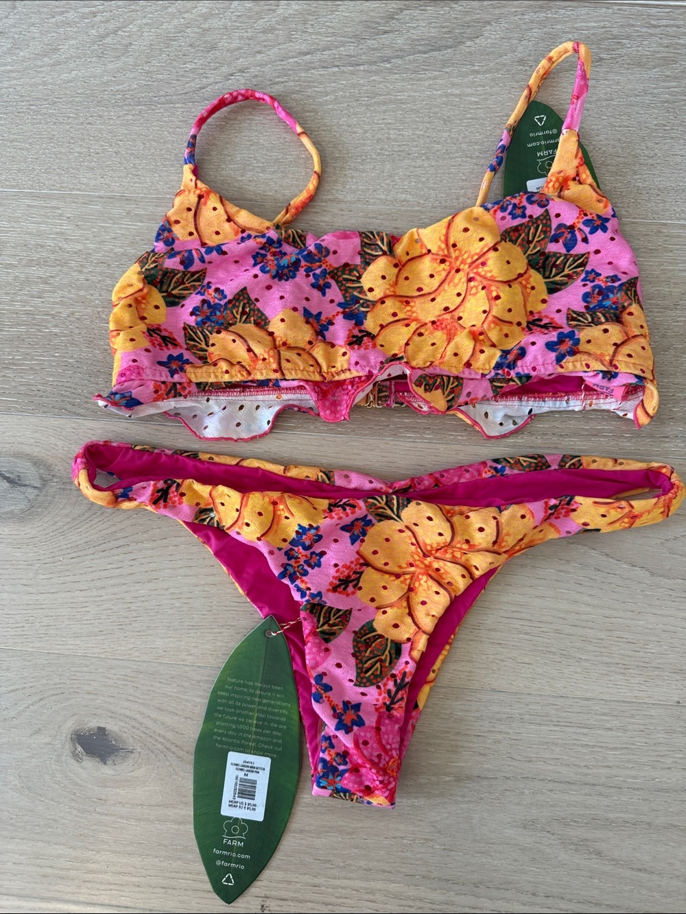 Farm Rio Floral Pink & Yellow Two-Piece Bikini